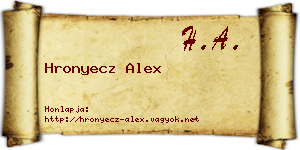 Hronyecz Alex névjegykártya